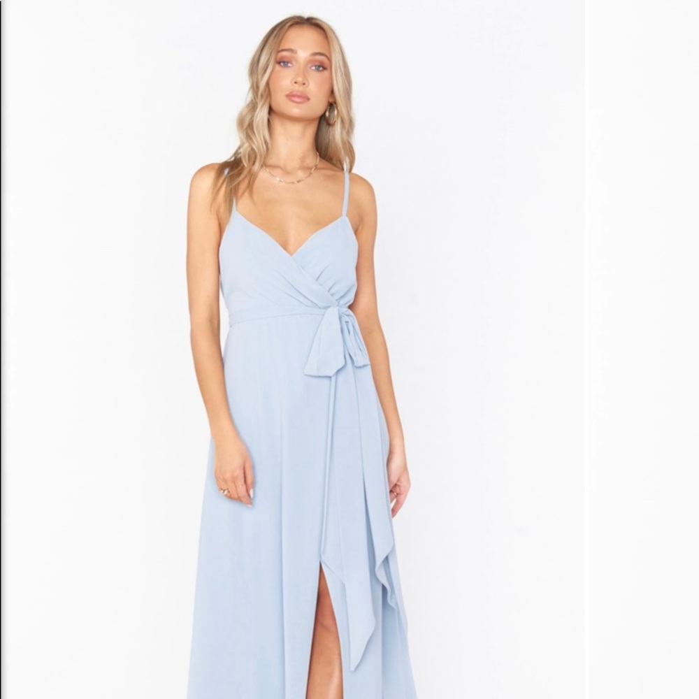 Show Me Your Mumu Steel Blue Chiffon Liz Maxi Dress